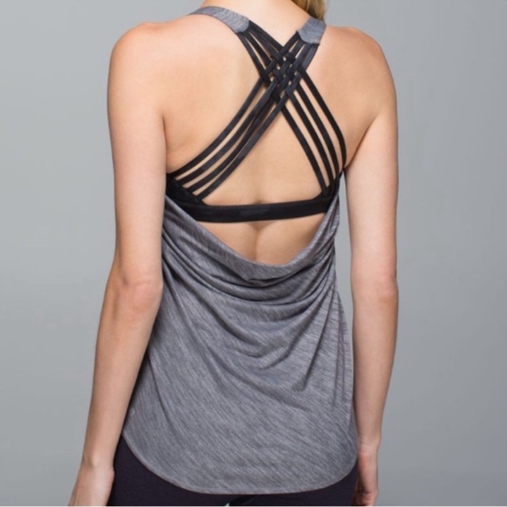 Lululemon Wild Tank Heathered Slate/Dream Rose Deep Coal Black size 8